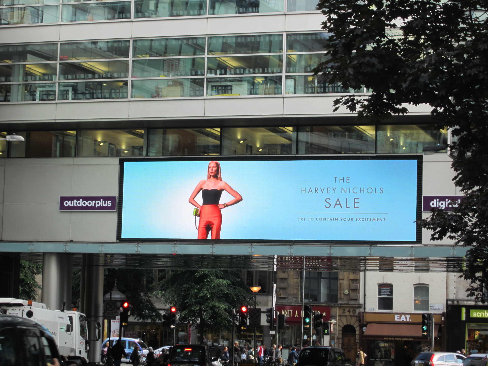 Harvey Nichols “Try to Contain Your Excitement” advertising campaign — billboard red pants, created by Toby Brewer